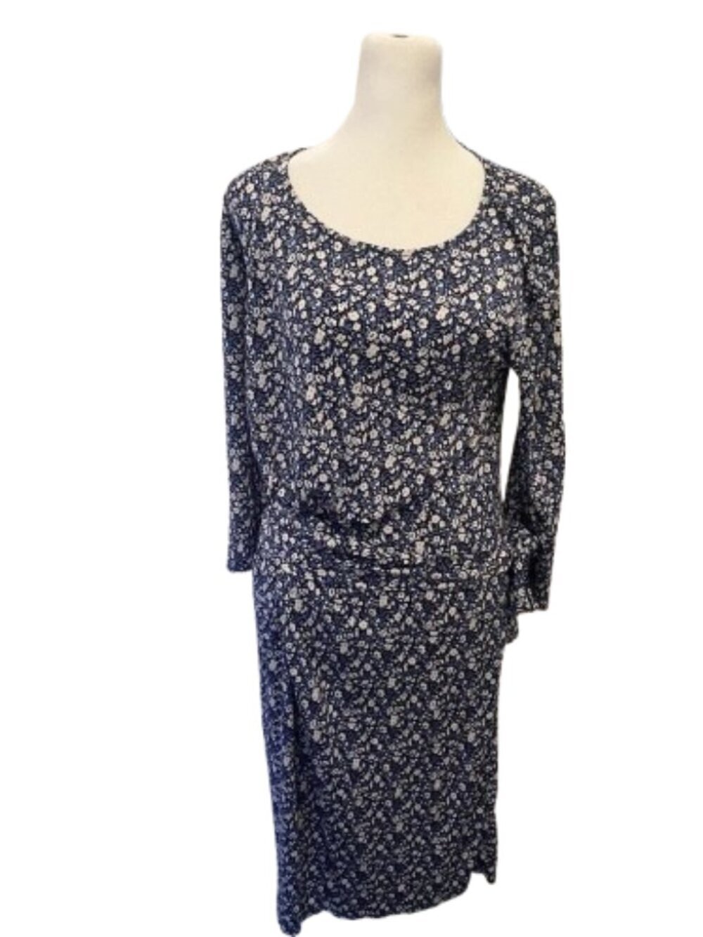 Weekend Maxmara Floral Draped Jersey Dress Side Knot Blue/Green Medium